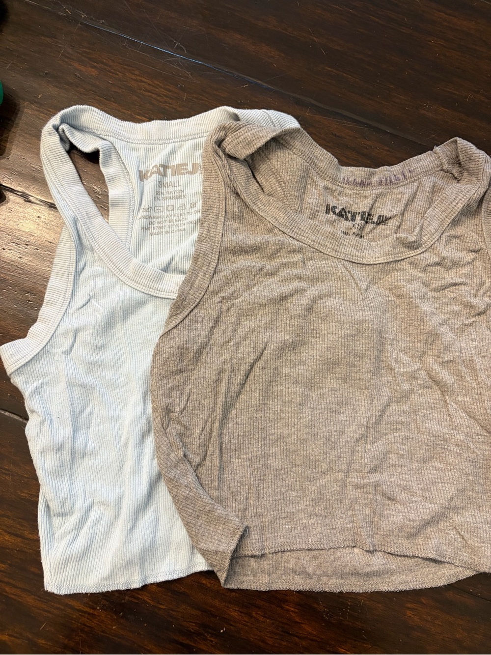 Bundle Katie J NYC Ribbed Cropped Tanks - Light Blue (S)  & gray (xs)